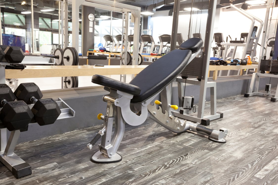 Adjustable bench in gym